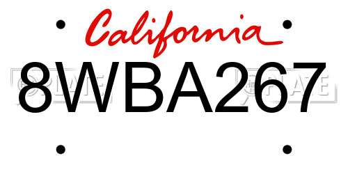 8WBA267 California License Plate