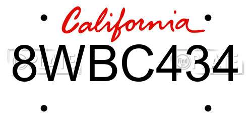 8WBC434 California License Plate