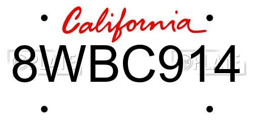 8WBC914 California License Plate