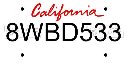 8WBD533 California License Plate