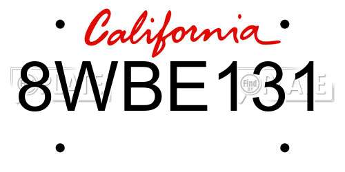 8WBE131 California License Plate