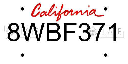 8WBF371 California License Plate