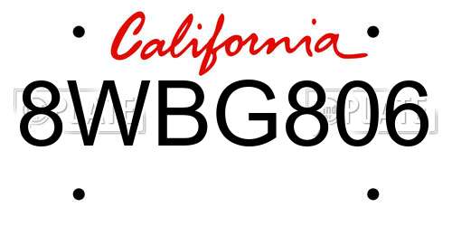 8WBG806 California License Plate