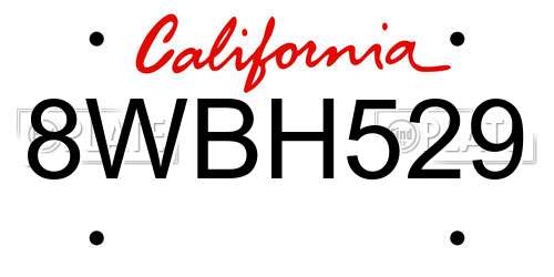 8WBH529 California License Plate