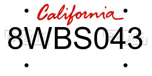 8WBS043 California License Plate