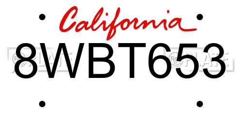 8WBT653 California License Plate