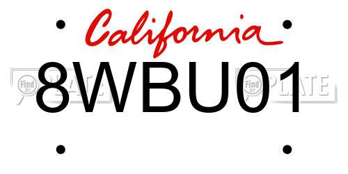 8WBU01 California License Plate