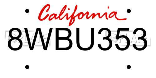 8WBU353 California License Plate