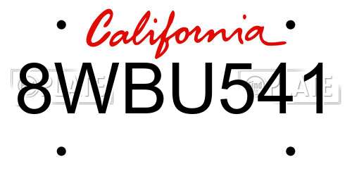 8WBU541 California License Plate