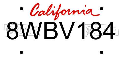 8WBV184 California License Plate