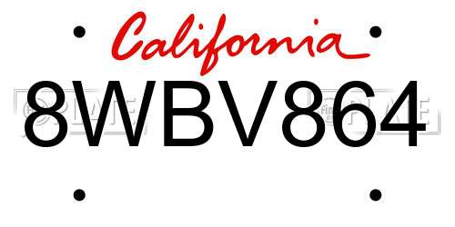 8WBV864 California License Plate