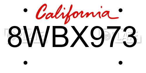 8WBX973 California License Plate