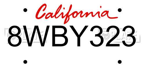 8WBY323 California License Plate