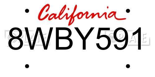 8WBY591 California License Plate