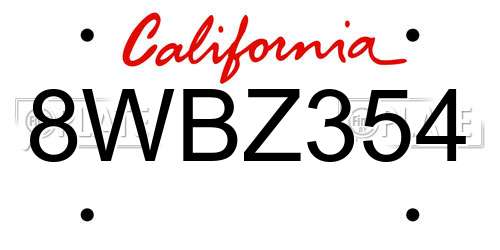 8WBZ354 California License Plate