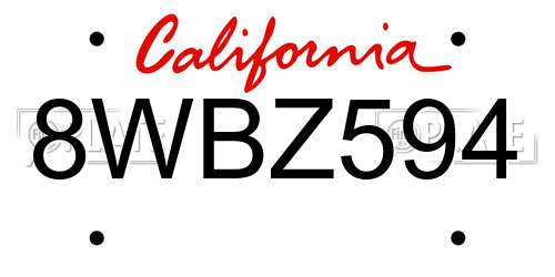 8WBZ594 California License Plate