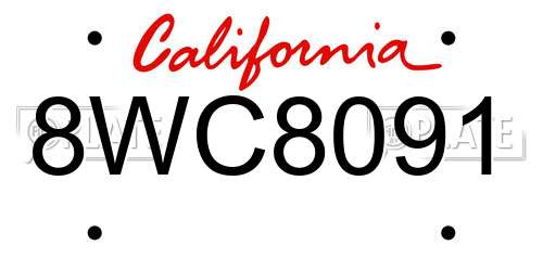 8WC8091 California License Plate
