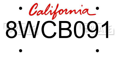 8WCB091 California License Plate