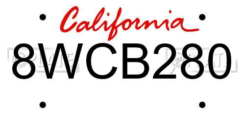 8WCB280 California License Plate