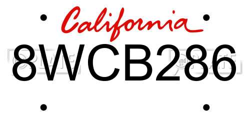 8WCB286 California License Plate