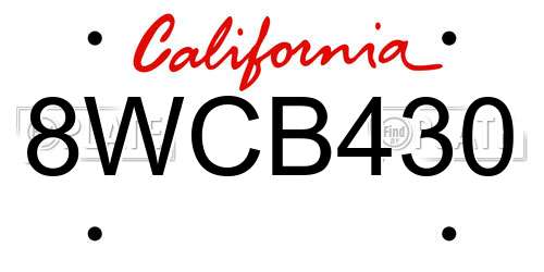 8WCB430 California License Plate