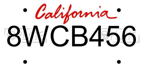 8WCB456 California License Plate