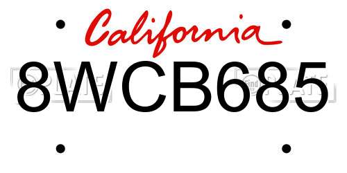 8WCB685 California License Plate