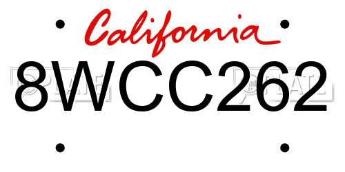 8WCC262 California License Plate