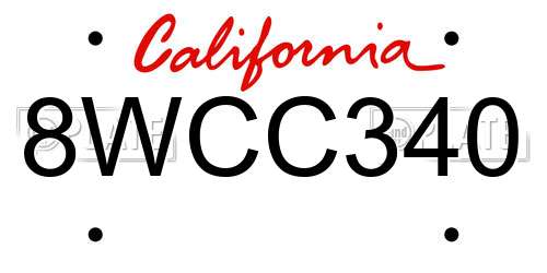 8WCC340 California License Plate