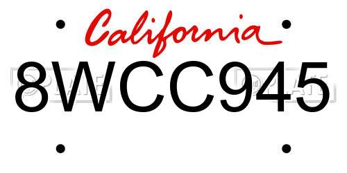 8WCC945 California License Plate