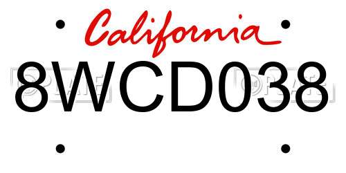 8WCD038 California License Plate