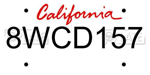 8WCD157 California License Plate