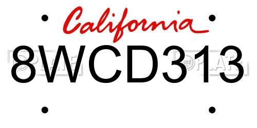 8WCD313 California License Plate