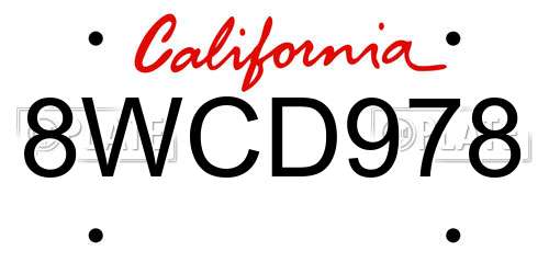8WCD978 California License Plate