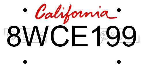 8WCE199 California License Plate