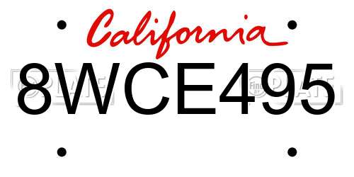 8WCE495 California License Plate