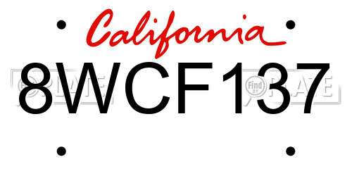 8WCF137 California License Plate