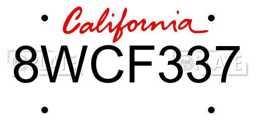 8WCF337 California License Plate