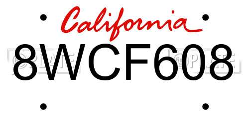 8WCF608 California License Plate