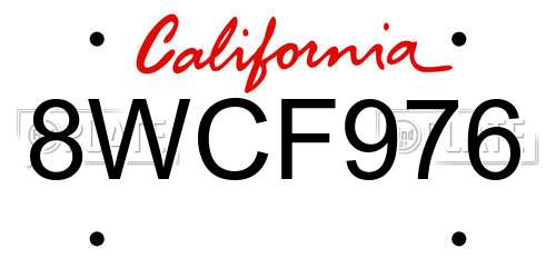 8WCF976 California License Plate