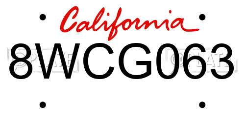 8WCG063 California License Plate