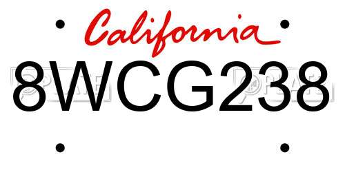 8WCG238 California License Plate