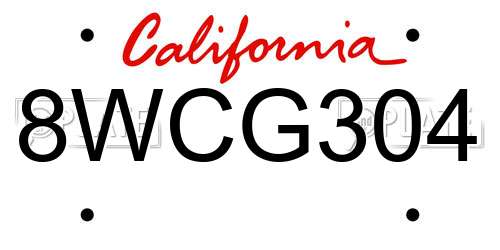 8WCG304 California License Plate
