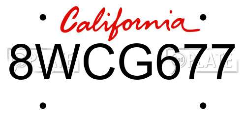 8WCG677 California License Plate