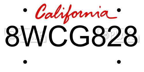 8WCG828 California License Plate