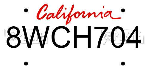 8WCH704 California License Plate
