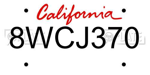 8WCJ370 California License Plate