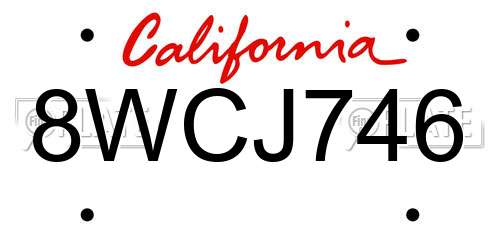 8WCJ746 California License Plate