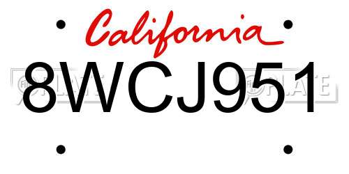 8WCJ951 California License Plate