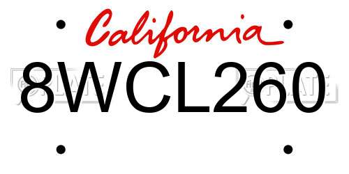8WCL260 California License Plate